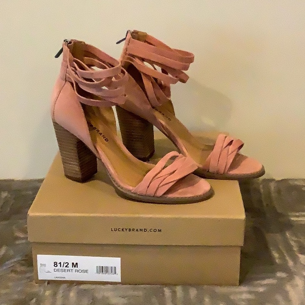 Lucky Brand Pink Heels Ankle Strap Suede